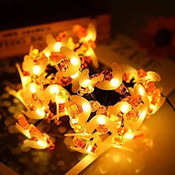 ubersweet Imported Solar Powered Garden String Light 7m/22.97ft 50 Beads Honey Bee Fairy String Lights IP65 Water-Resistant Outdoor Hanging Lighting for Holiday Party Living Room Garden Patio_175520