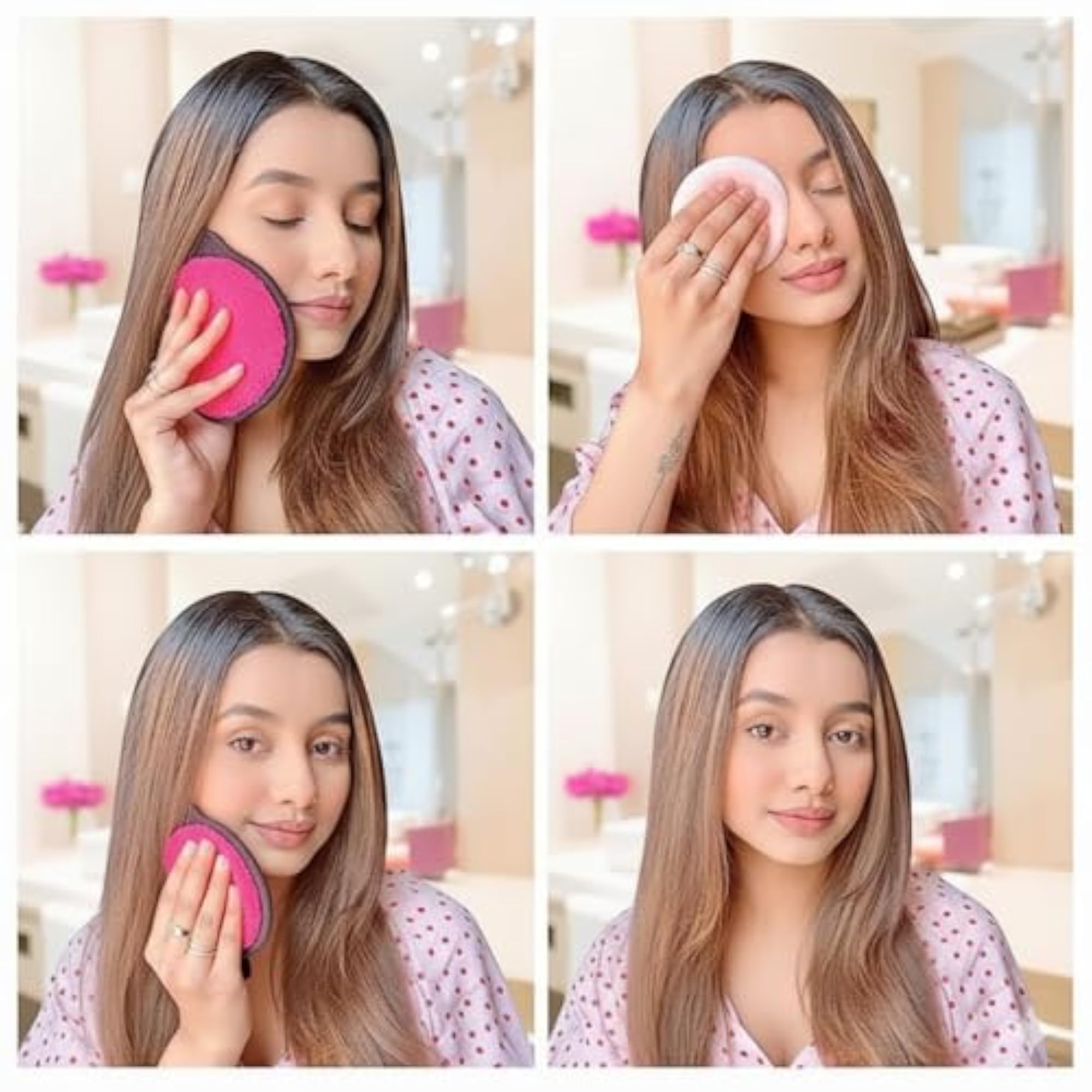 4-Pack Reusable Microfiber Makeup Remover Cleansing Pads
