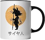 DragonHive Tasse - Dragonball Z Son Goku Circle - beidseitig Bedruckt - Geschenk Idee Kaffeetasse mit Spruch, Tassenfarbe: Schwarz