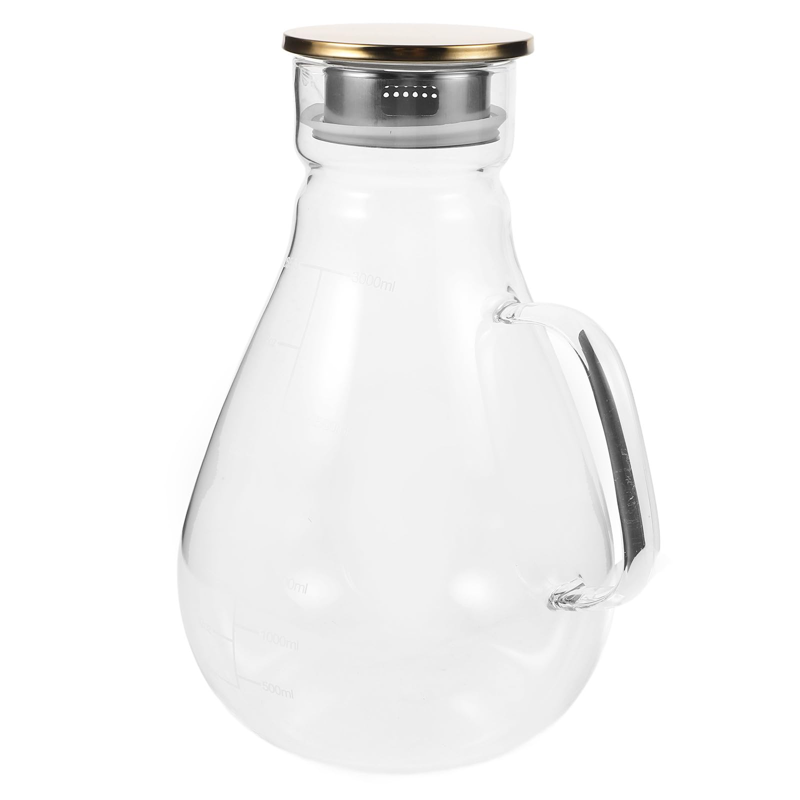 FOMIYES Jarra de Vidrio Borosilicato de 1300ml con Tapa de Acero Inoxidable y Silicona, Dispensador Elegante para Agua y Cócteles en Bodas y Eventos