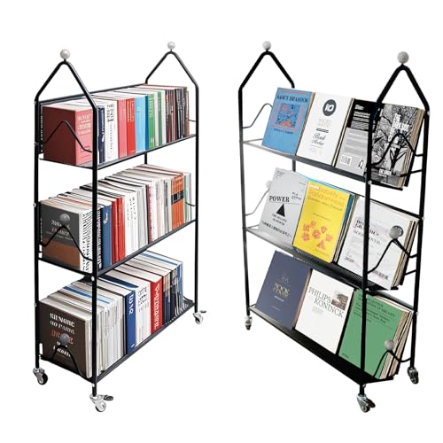 3-Tier Rolling Utility Cart Book Cart Withstand 200 lbs Multi-Functional Storage Trolley Can...