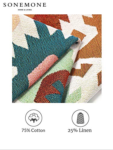 Sonemone Boho Throw Blanket Year Round Aztec Bohemian Blanket Home Cozy Couch Sofa Bed Travel 50"X60" Multicolor #TOP3