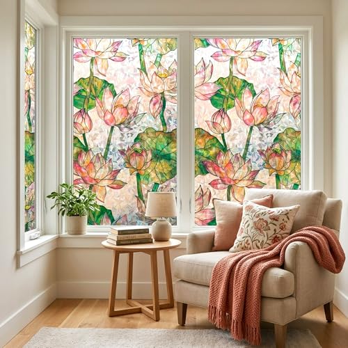 Vinilo para ventana Lotus Flower 3D Prism 17.7x78.7 pulgadas miniatura 4