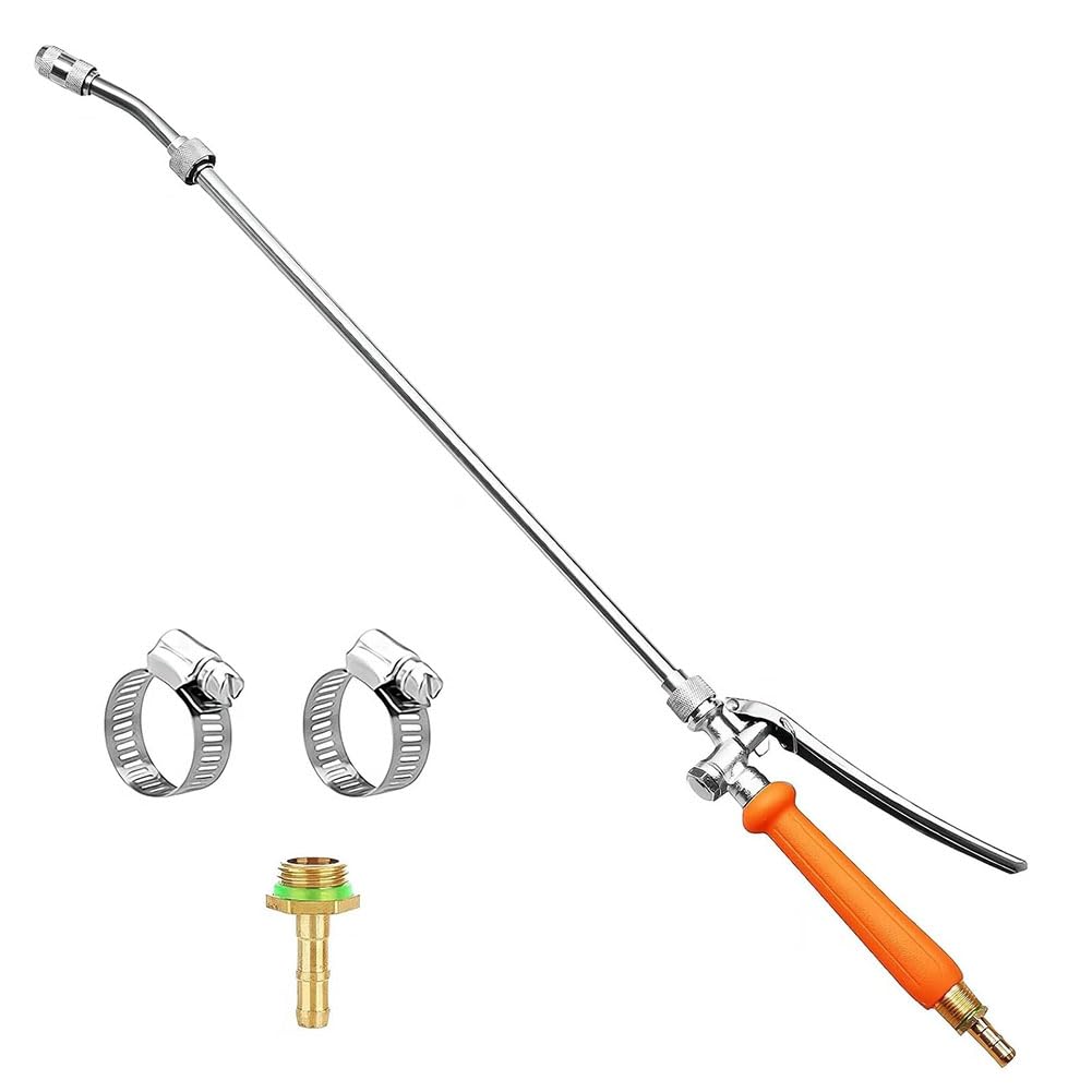 Jovryn Stainless Steel Sprayer Wand,1/4in&3/8in Brass Barb Sprayer Wand Replacement,29in Sprayer Wand+ Shut Off Valve