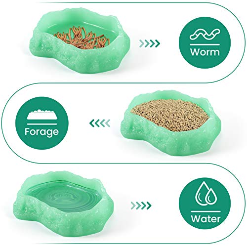 Reptile Food Water Rock Bowls - Luminous Amphibian Feeding Dish, Resin Rock Worm Feeder Terrarium for Lizards, Chameleon… - Image 4