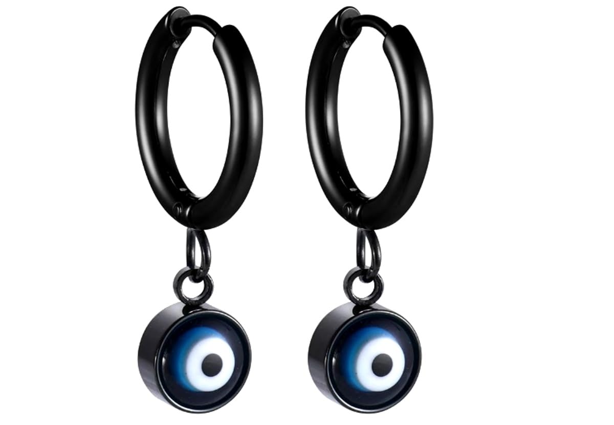VR Creatives 1 Pair Men Women Stainless Steel Evil Eye Drop Dangle Hoop Huggie Earrings Earrings for girls (B0D66RHJ8X) Amazon Price History, Amazon Price Tracker