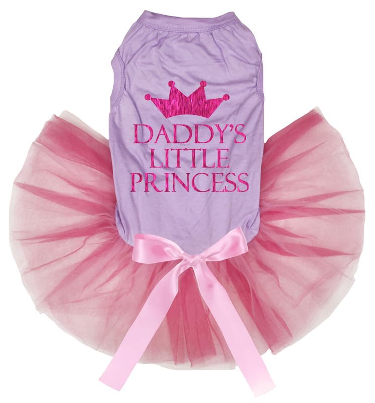 Petitebelle Daddy's Little Princess Puppy Dog Dress (Lavender/Pinks, Medium)