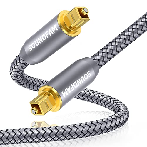 光デジタルケーブル SOUNDFAM Toslink光ケーブル 光デジタル オーディオケーブル[24K金メッキ、Hi-Fiサウンド] サウンドバー用デジタルオーディオ光ファイバーケーブル、TV (グレー, 3M)