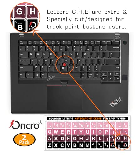 Image of Pack of 2, Large English Keyboard Stickers Big Letter Alphabet Typing US English Language Replacement Stickers for Laptop PC Desktop Computer Black Lettering Water Proof (Pink Gradient)