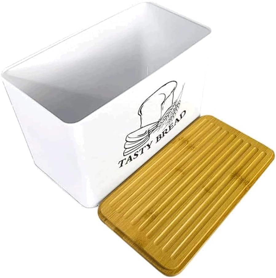 PAASHE Bread Box Bread Holder Metal Bread Bin With Cutting Board Lid For Countertop