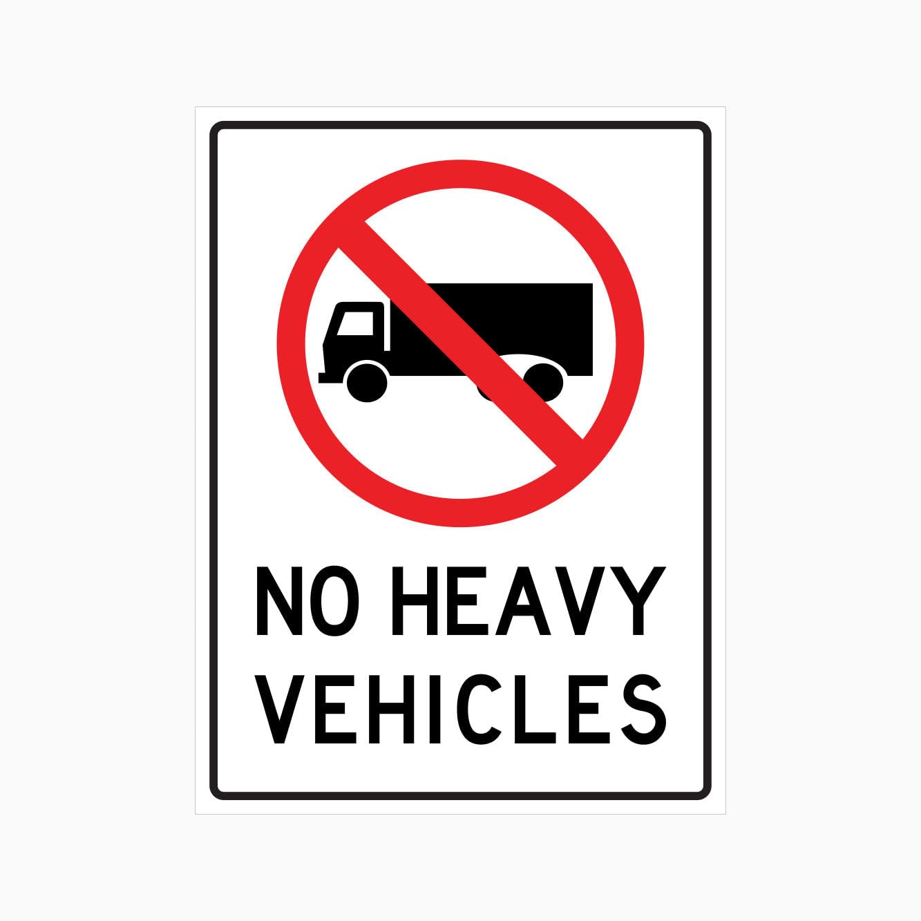 NO HEAVY VEHICLES Sign, 12x8 Metal Tin Sign, traffic restriction for heavy vehicles.