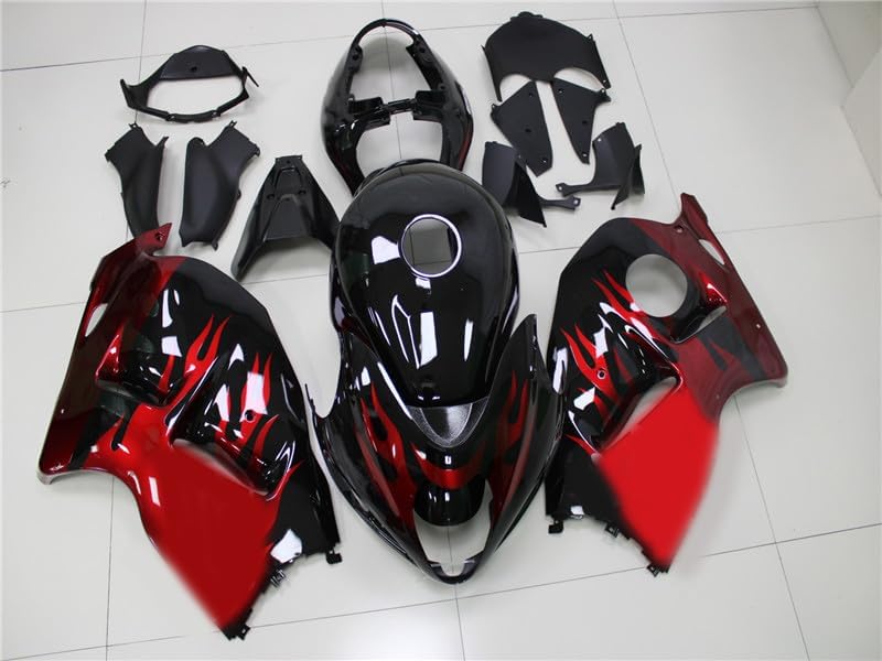 Miniatura 2 de Carenado de plástico negro rojo llamas apto para Suzuki 1997-2007 GSXR 1300 Hayabusa Gen1 inyección ABS nuevo kit de carrocería del mercado de