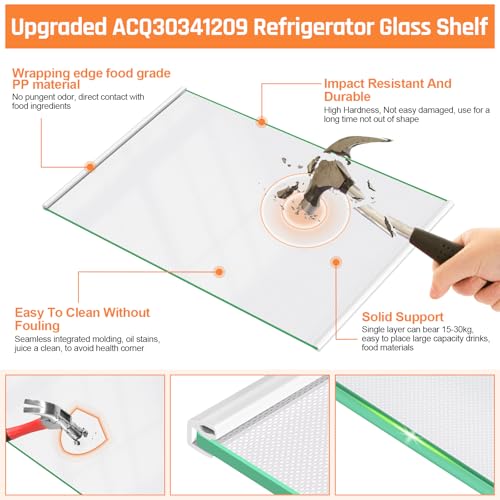 Image of UPGRADED ACQ30341209 Freezer Shelf Compatible with LG Refrigerator Glass Shelf Replacement Parts LG Refrigerator Freezer Drawer Cover Vegetable Tray LRSXS2706V LRSXS2706S LRSXS2706W LHSXS2706S Shelves