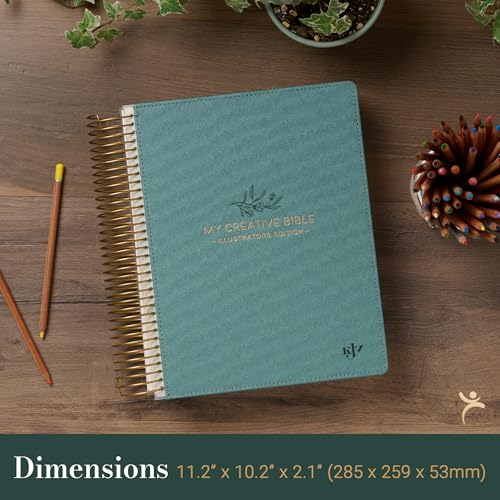 Image of KJV Holy Bible, My Creative Bible - Illustrators Edition, King James Version, Journaling Space, Spiral Bound Hardcover Debossed Vegan Leather, Teal Blue