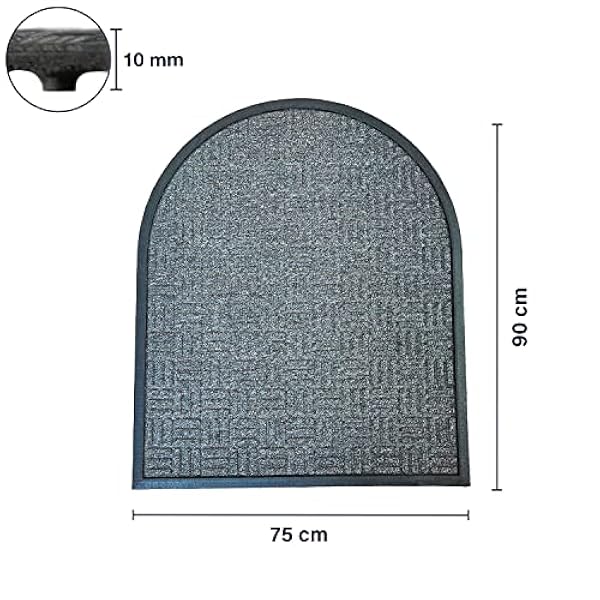 deco-mat Deurmat voor buiten binnen HR 75 x 90 cm, grijs - antislip, weerbestendige deurmat met robuuste borstelharen - outdoor vuilvangmat voor buiten