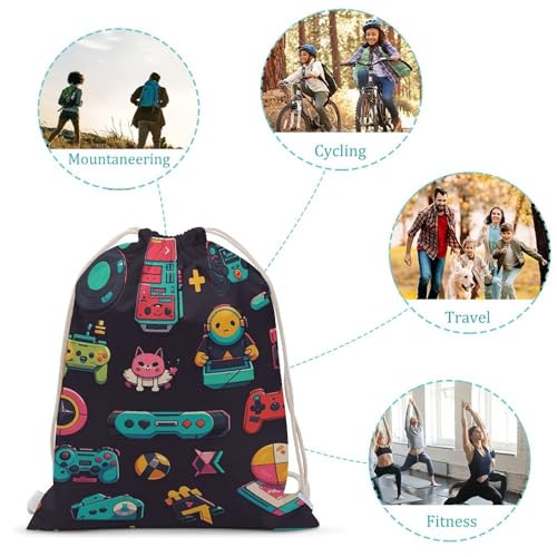 Game Pattern Drawstring Backpack Gym Bag Lightweight Sackpack Gift for Hiking Travel Beach Shopping3