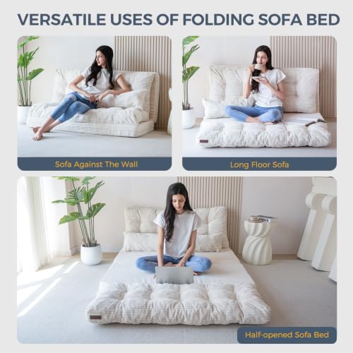 Image of MAXYOYO Folding Sofa Bed, Convertible Chair Couch, Tufted Bean Bag Sofa