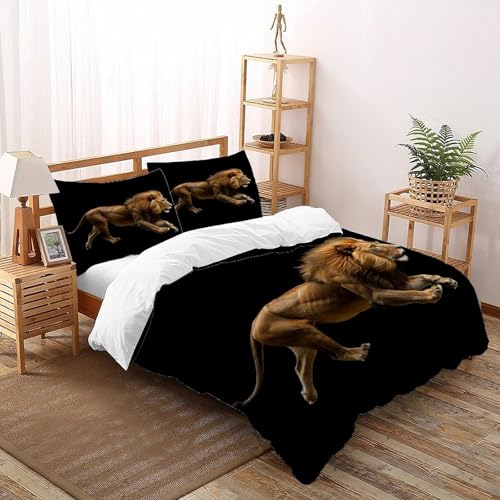 Housse couette lion microfibre qualité supérieure lit double - 3