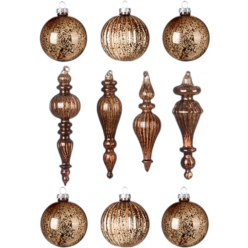 DN DECONATION Quecksilber-Glas-Weihnachtsschmuck, 10 Stück,...