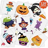 VEYLINHalloween Temporary Tattoos for Kids,120 Pieces Halloween Tattoo Waterproof Halloween Party Favor Goodie Bag Stuffers(20 Styles)