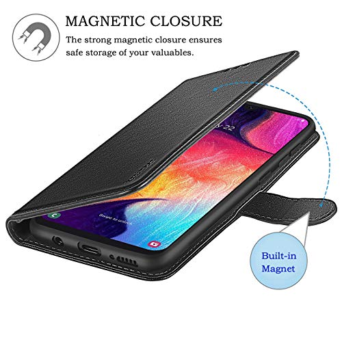 Kazineer Case For Samsung Galaxy A50, Leather Wallet Phone Case For Samsung Galaxy A50 Flip Case Protective Cover, Black #TOP4