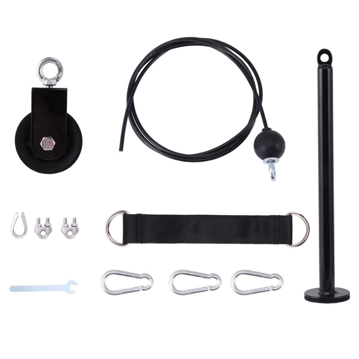 Toyvian Kit de Poleas de Entrenamiento Físico de Metal Negro, Fácil de Usar y Ligero, Sistema para Ejercicios de Fuerza en Casa y Acondicionamiento Físico