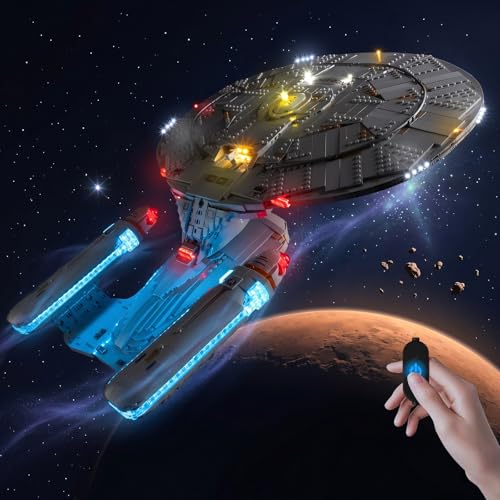 BrickSoul Light Up Kit Compatible with Lego 10356 U.S.S. Enterprise NCC-1701-D Building Set | Upgrade Design Lighting Accessories | Cable-Hiding Tech for Display (10356 Set NOT Included)