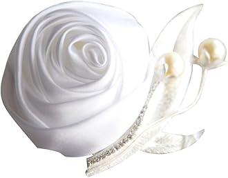 Boutonniere Bridegroom Groom Men's Boutonniere Boutineer with Pin for Wedding, Prom, Homecoming White Pack of 2