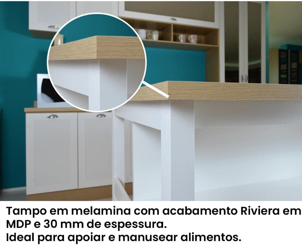 Review Ilha Cozinha Ditália 2 Prateleiras Branca Cd-1019 7