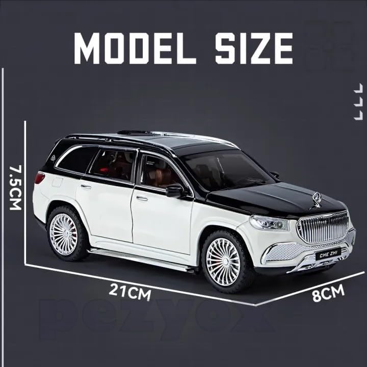 Image of Mercedes Benz GLS 600 SUV 1:24 Big Size Diecast Scale Model Alloy Metal Pull Back Toy car for Kids with Openable Doors & Light, Music Toy Vehicle for Kids (Silver+Black)