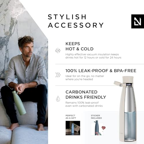 LARS NYSdiameter M Stainless Steel Insulated Water Bottle 750ml, 1L, Almond Beige, 750 ml - Image 2