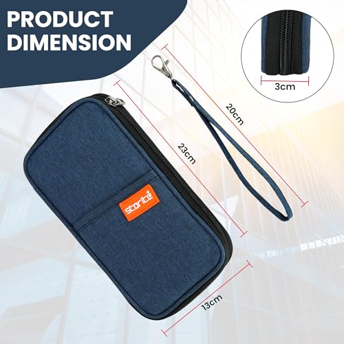 Image of Storite Nylon Travel Family Passport Holder Wallet Organizer for Credit Debit Card Boarding Pass with Removable Hand Strap for Men and Women(Blue)