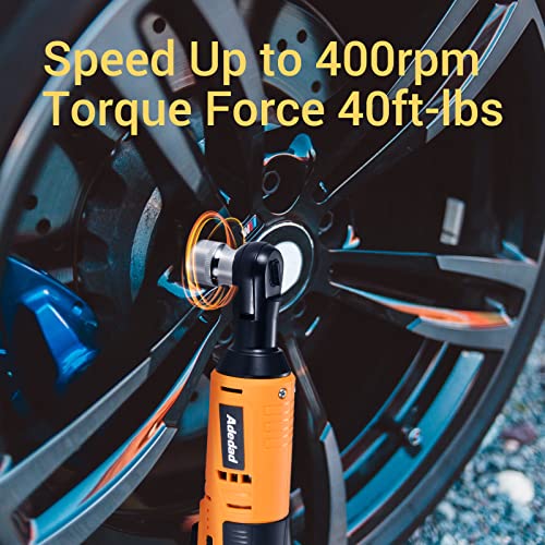 Adedad 12V Cordless Brushless Ratchet Wrench & Drill Combo Kit, 3/8" 40Ft-Lbs Torque 400 Rpm Ratchet Wrench & 21+1 Metal Drill With 2 Batteries Home Power Tool Set #TOP3
