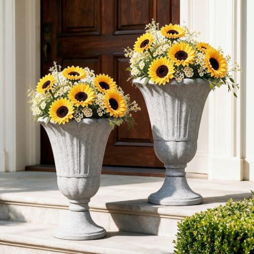 NicBex 24" Tall Urn Planters for Outdoor Plants Set of 2 - Grey Petal by NicBex - Used condition - US$63.64