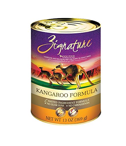 Zignature kangaroo canned dog food formula 12/13oz
