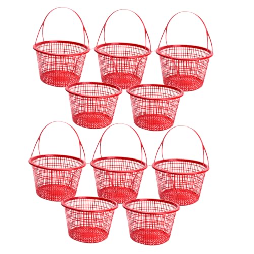 Balacoo 10pcs Fruit Picking Basket Hamper Baskets Strawberry Basket Fruit Picker Basket Small Shower Basket Small Shopping Basket Fruits Shopping Basket Cherry Basket Toy Red Mini Plastic