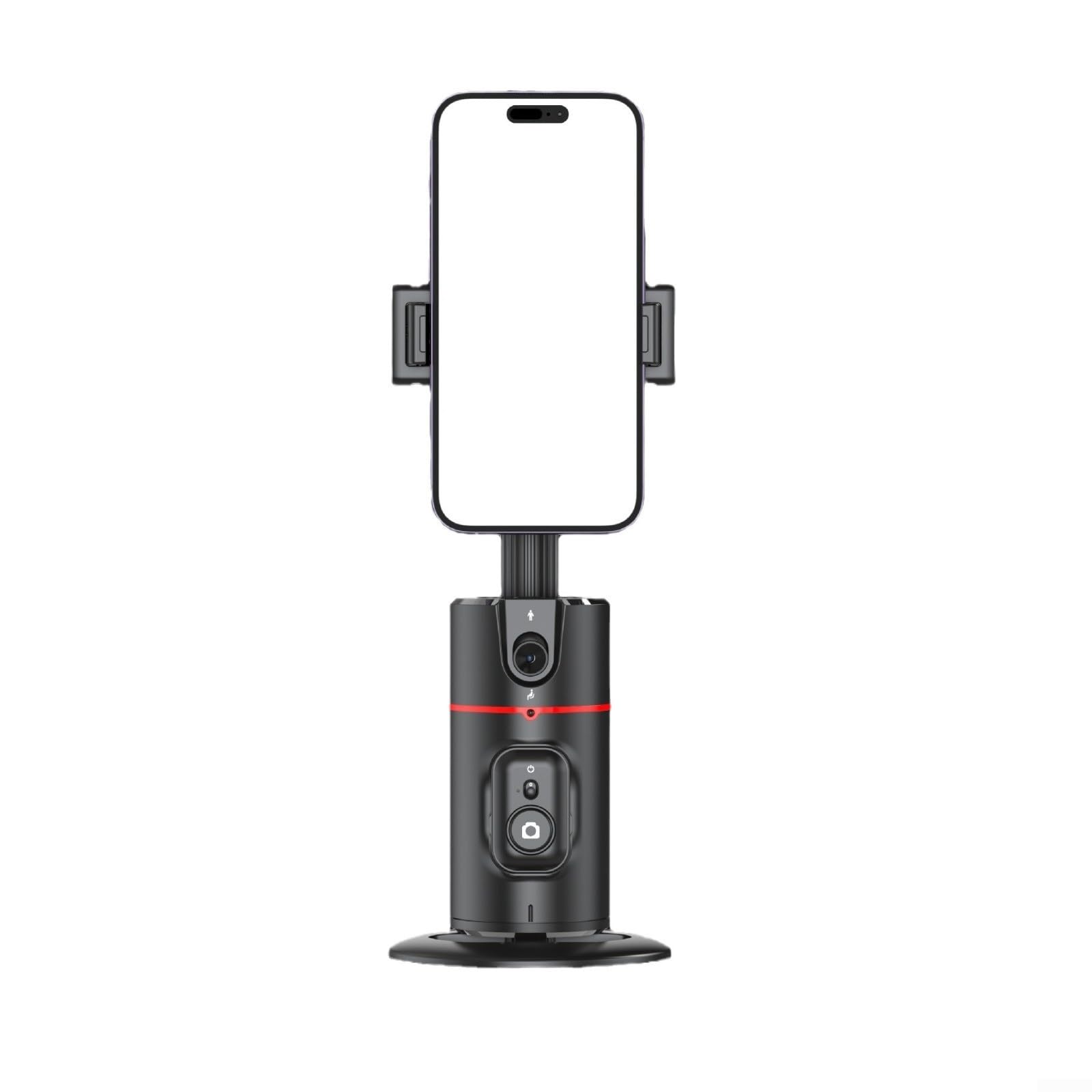 Gimbal a 360 gradi con tracciamento facciale automatico AI e telecomando per una registrazione video fluida ABS struttura in metallo supporto portatile per telefono da tavolo nero (P02-nero