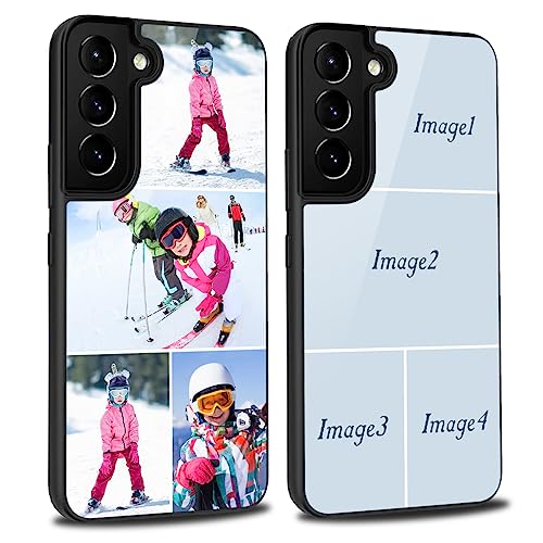 Personalized Photos Rubber Phone Case Compatible with Samsung Galaxy S25/Edge/S24/S23 FE/S23 Ultra/S23 Plus/S22/S21/S21 FE/S20 FE/A15/A14/A54/Note 20 Ultra/10 with iPhone 16 15 14 13 12 (4 Collage-1)