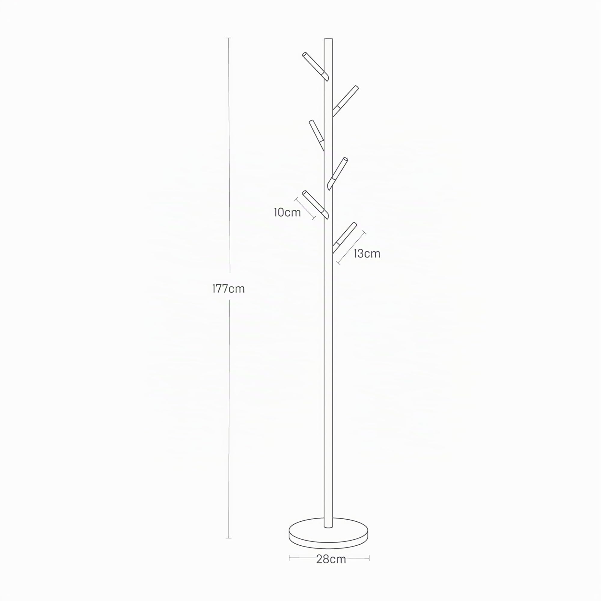 YAMAZAKI 2814 PLAIN Coat Hanger, white, Steel/Wood, 28 x 28 x 177 cm
