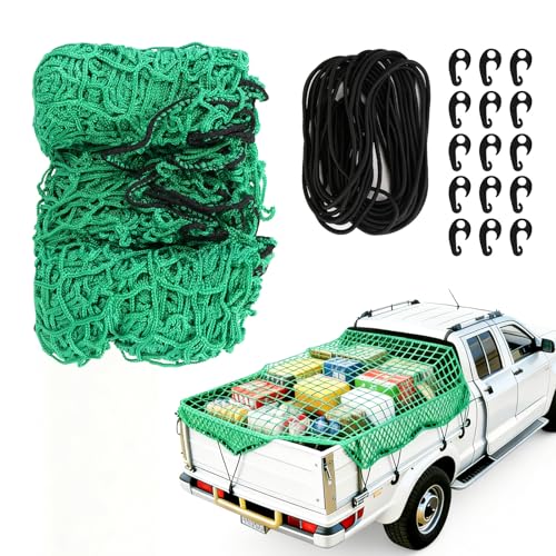 LUKYLUM Cargo Net for Pickup Truck 2.5x3.5m Green