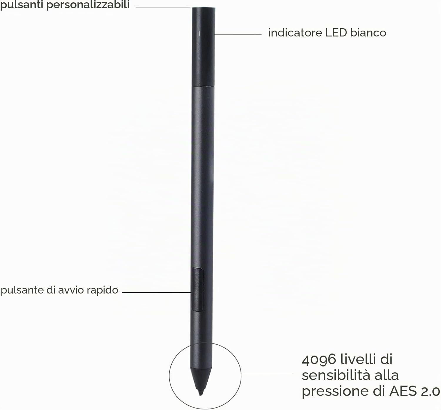 Active Pen PN557W Bluetooth compatibile con Dell Active Pen PN557W, PN556W, compatibile con Latitude 5289 2 in 1, Insipron 7420 2 in 1, Precision 5530 2 in 1, XPS 9310 2 in 1, con Dell 7522