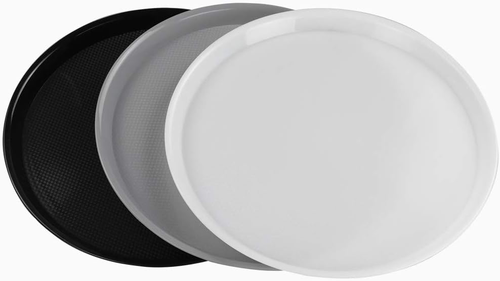 Wekioger Set of 3 Plastic Round Serving Tray, 13.5-Inch Fast Food Trays
