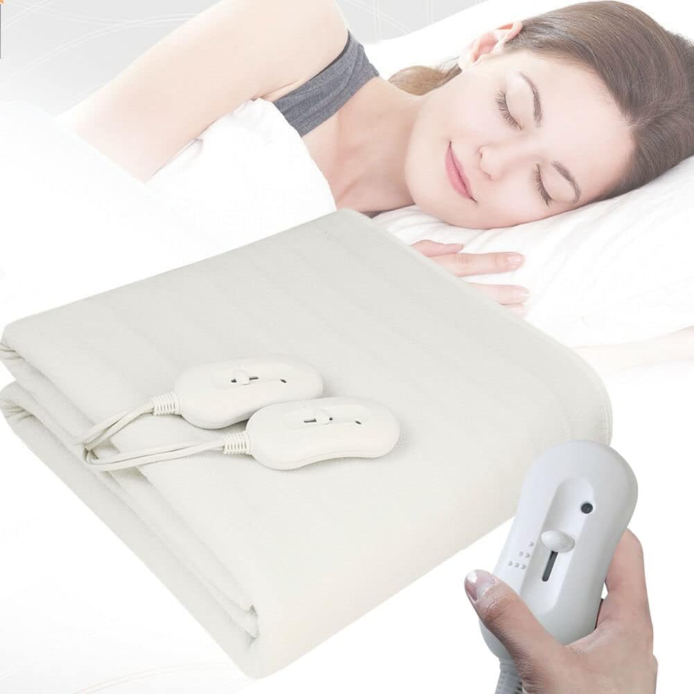 Surmatelas Chauffant 2 Personnes 160 x 140 cm - Confort Thermique & Relaxation Musculaire - 3 Niveaux de Température - 2 Télécommandes Indépendantes - Chauffage Rapide - Lavable - Blanc