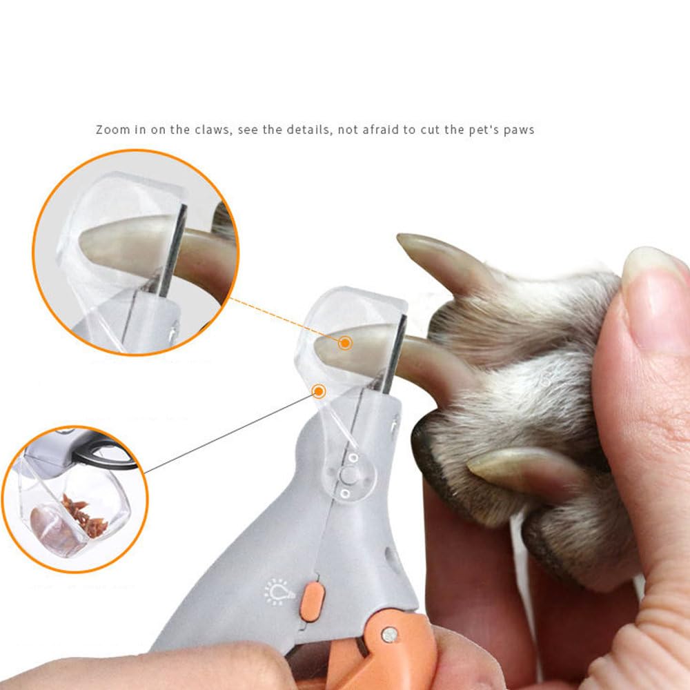 Coupe-ongles LED pour chats et chiens - Ciseaux à ongles lumineux avec lumière pour une coupe précise - Kit de toilettage pour toutes les tailles - Tondeuse à cheveux et outil de soin des griffes