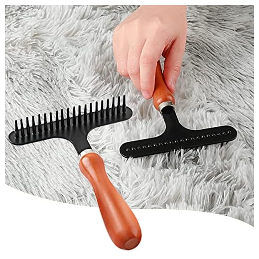 Hand Held Carpet Rake, Making Carpets Fluffy Again, Clean Hair, Let Carpet Restore Softness (Iron, Black)
