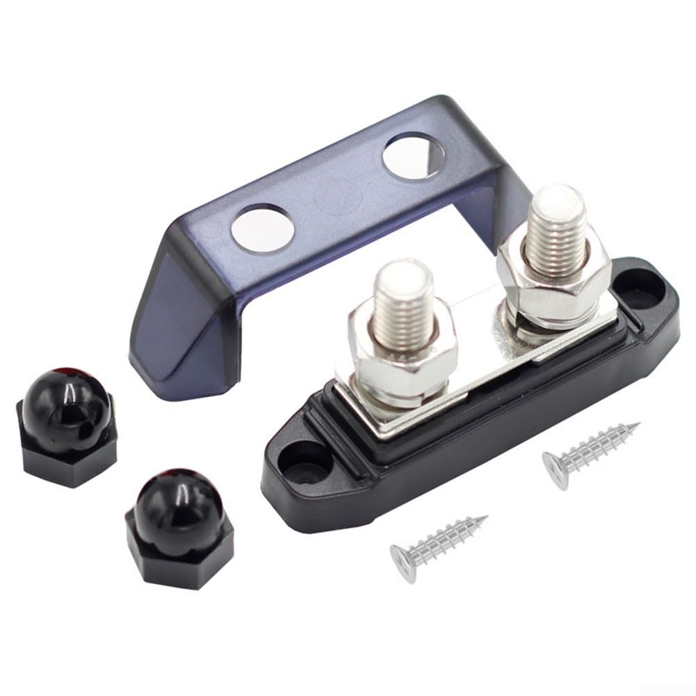Morsettiera per sbarra collettrice da 200 A, con copertura protettiva per auto, camper, barca, sistema di distribuzione dell'alimentazione da 12 V a 48 V CC, rosso (nero)
