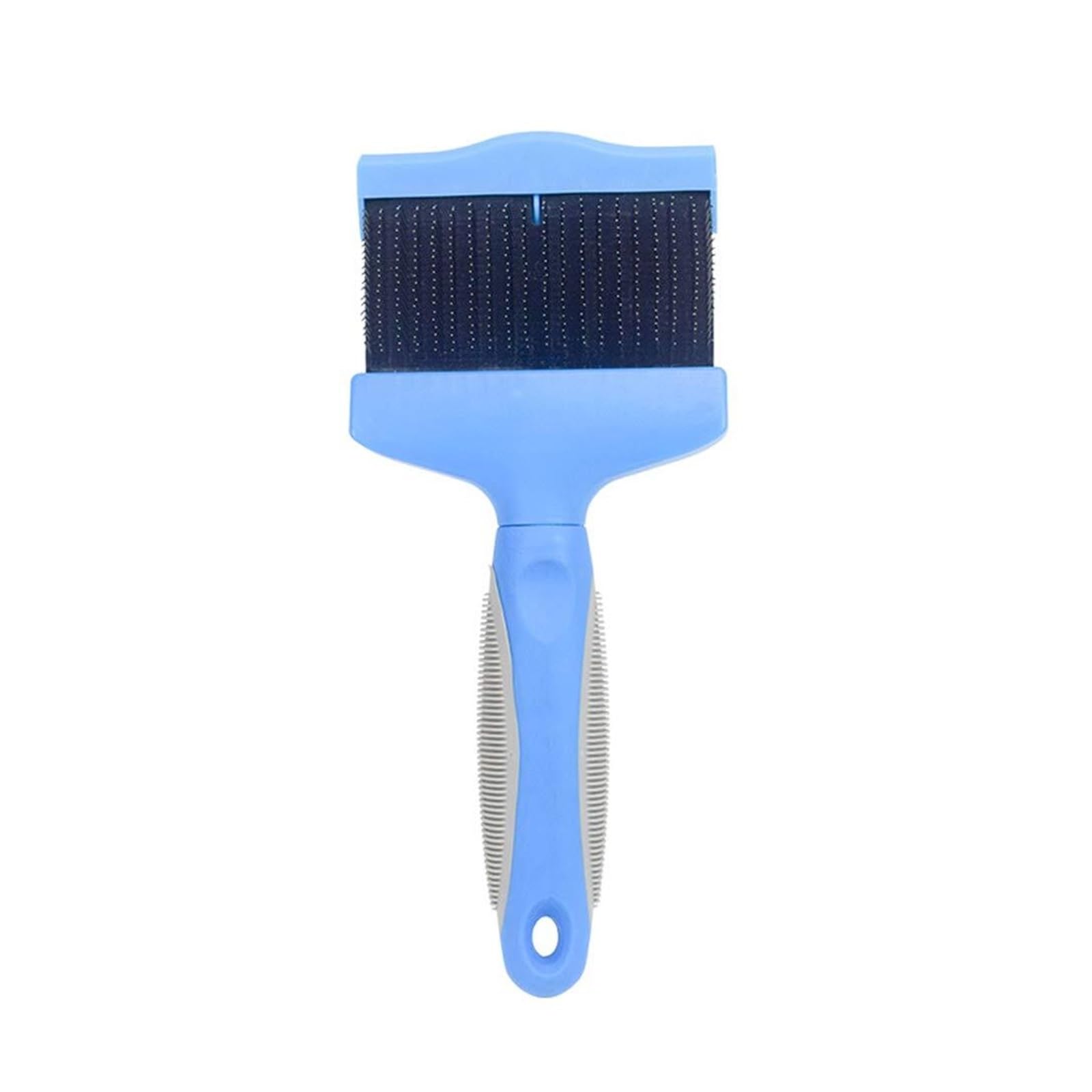 Haustierbürste aus Edelstahl für Hunde und Katzen, Entwirrungsbürste mit ergonomischem Griff, anwendbar für die Fellpflege von langem und kurzem Haar, Blau