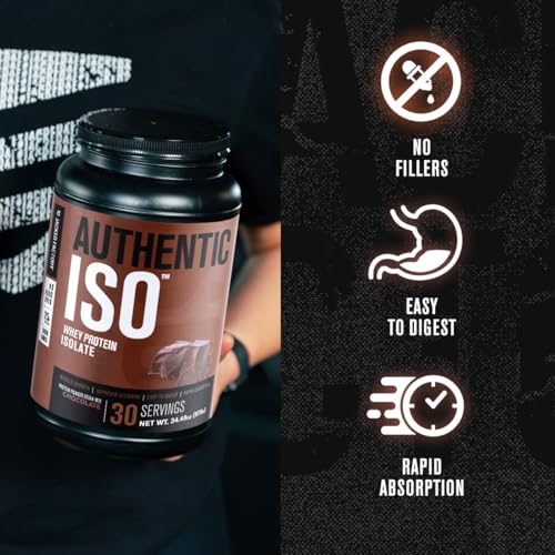 Image of Jacked Factory Authentic ISO Whey Protein Isolate Powder - Low Carb, Non-GMO Muscle Building Protein w /No Fillers, Post Workout Recovery - 30 Servings, Chocolate