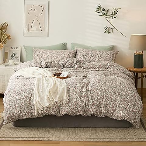 EAVD Super Soft 100% Jersey Knit Duvet Cover Set Pink Floral Duvet Cover Twin Chic Shabby Floral Bedding Set with 2 Pillowcases Vintage Garden Style Botanical Floral Comforter Set with Zipper Closure Cover