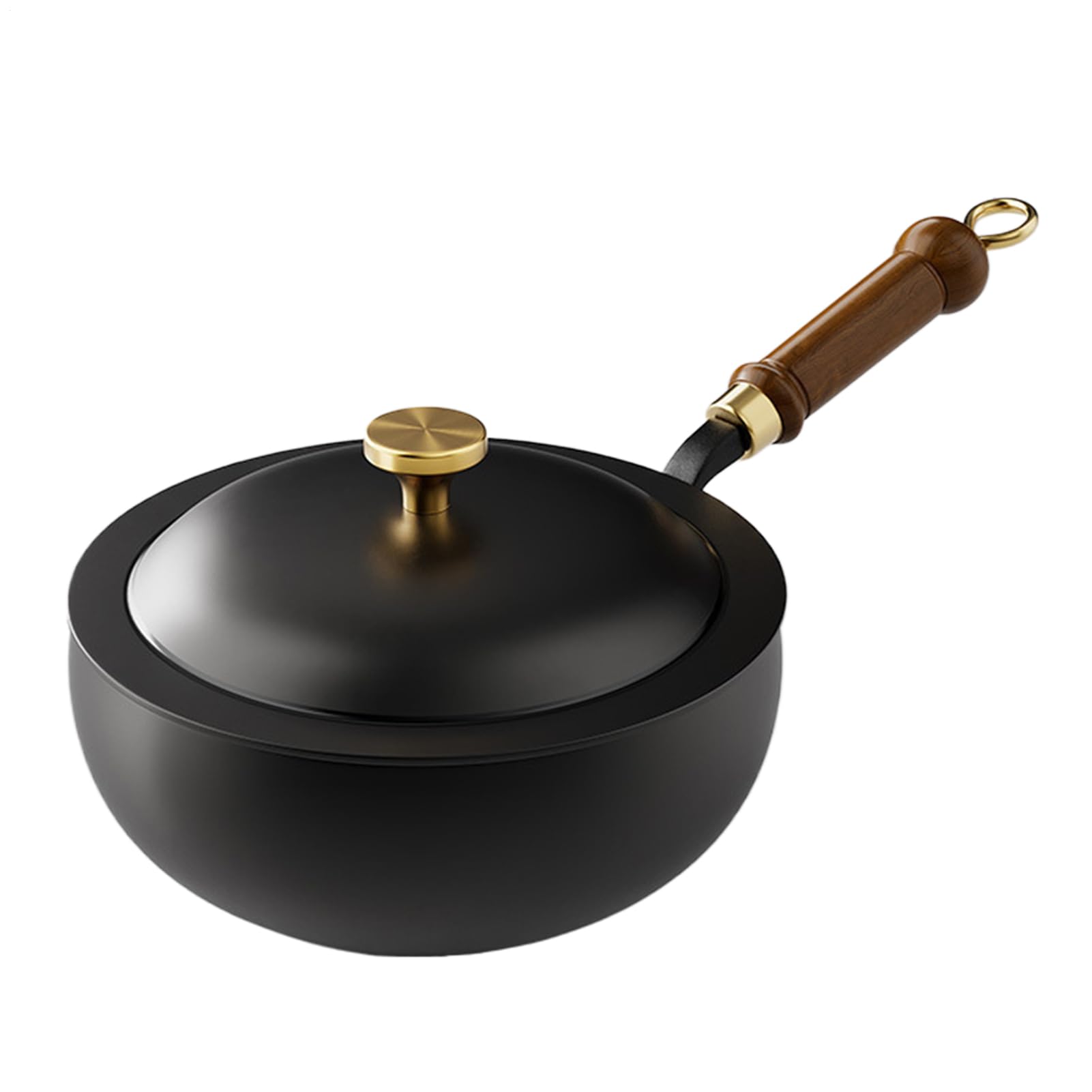 Nonstick Saucepan | Induction Nonstick Pot with Lid | Iron Oven Safe Cooking Tools, Kitchen Supplies Chinese with Wooden Handle for Stock Seafood Soup